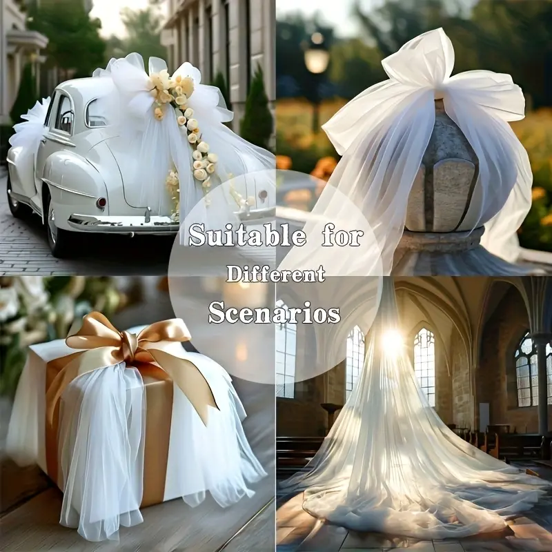 1 roll of 25 yards white tulle fabric, Wedding backdrop fabric, high elastic decorative transparent curtain, suitable for wedding, birthday and anniversary party, Christmas decoration, party background, Party Decoration Supplies