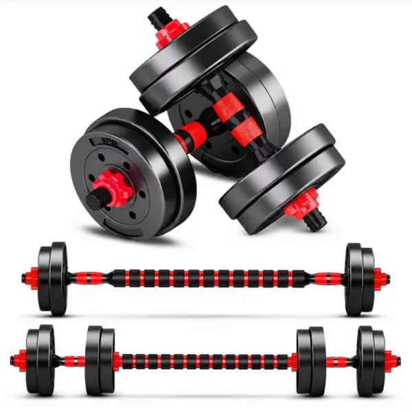 Three-in-one adjustable dumbbell set, 22-pound free weight dumbbells that can be converted into a barbell and push-up stand, multifunctional home fitness equipment suitable for both men and women