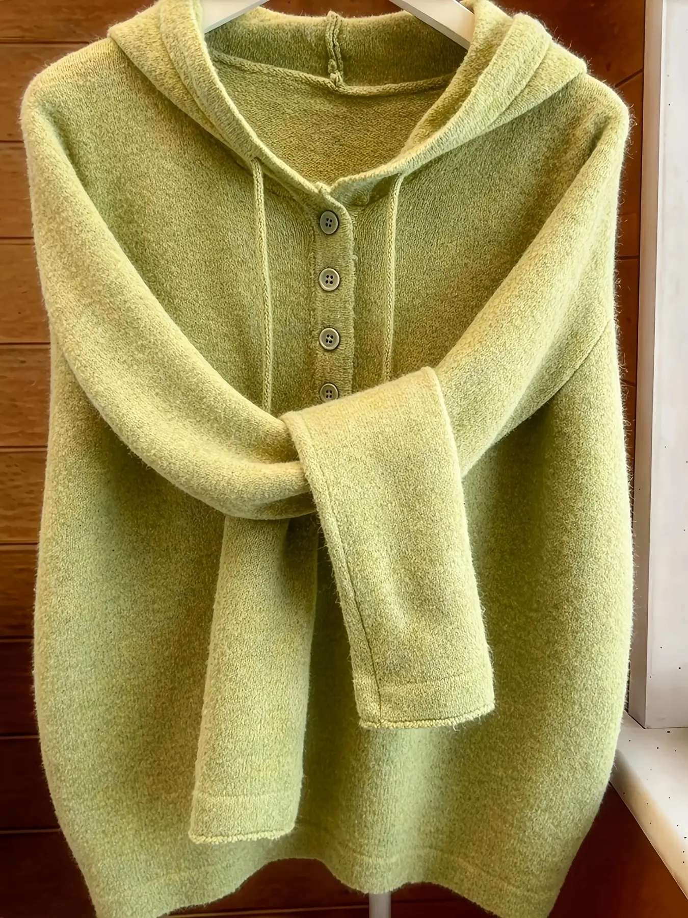 Loose Fit Casual Soft Button Hoodie, Spring Fall Solid Color Simple Fashion Hooded Sweatshirt, 2026 New Autumn Basic Women's Clothing