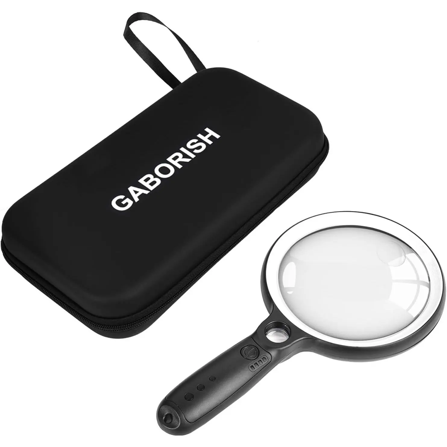 Large Magnifying Glass with 37 LED Light and Case, 10X 20X 45X Handheld Illuminated Lighted Magnifier with 3 Light Modes Rechargeable Magnifying Glass for Seniors Reading, Inspection (White & Black)