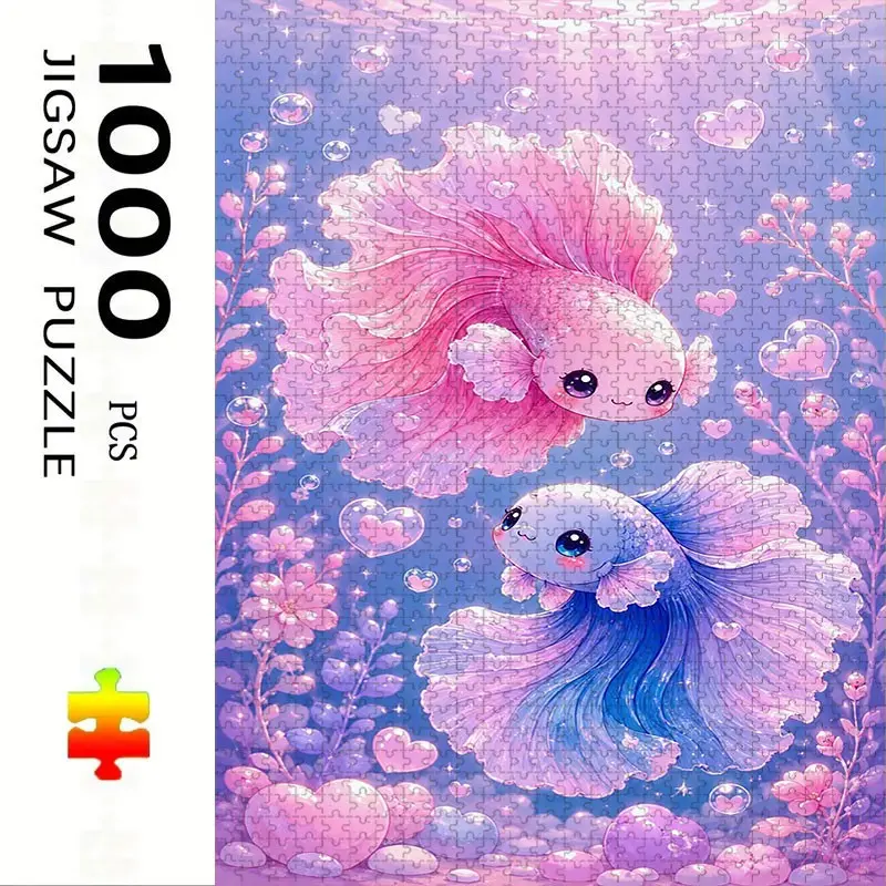 1000 Piece Blue Fish Puzzle, Large Adult Family Interactive Toy, DIY Home Decor Brain Challenge, Holiday Theme, Durable Puzzle