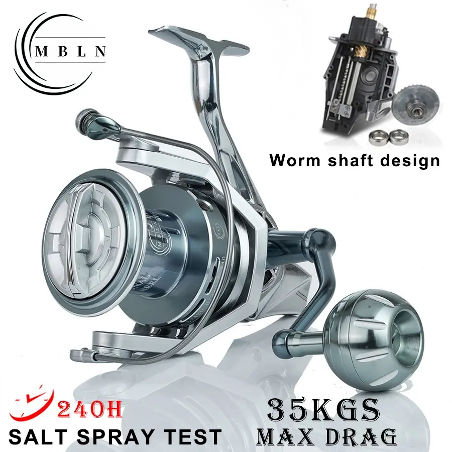 MBLN 90% Metal Fishing Reel, Worm Shaft Design Spinning Reel, Big Drag, Long Cast Fishing Line Reel, Anchoring Reel, Fishing Gear