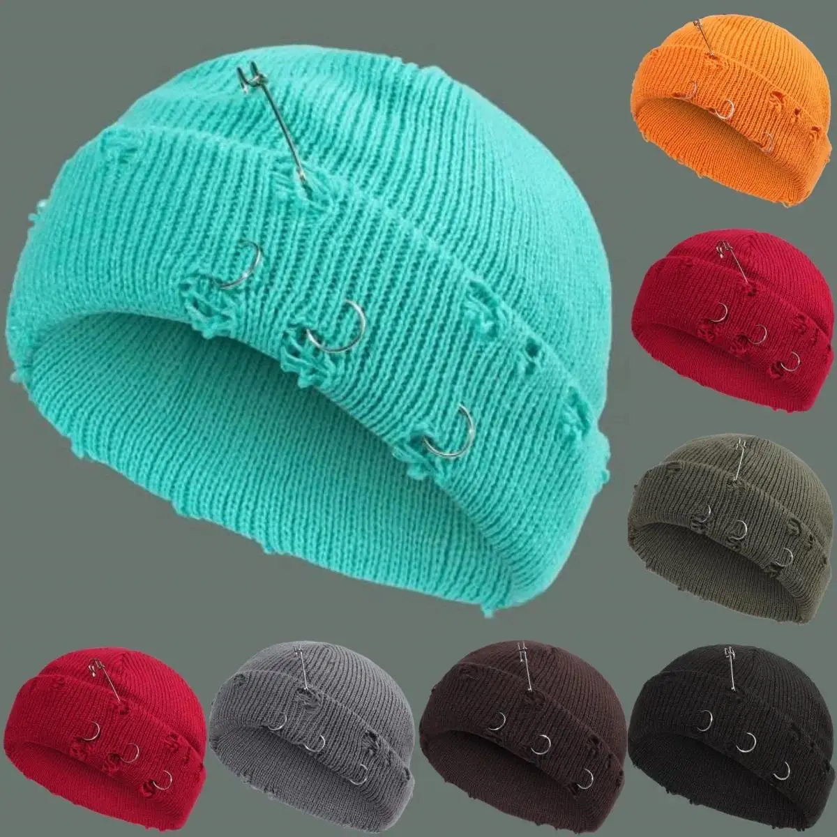 Skull Punks Gothic Beanie for Men Women, Grunge Mini Skull Embroidery Beanie with Soft Acrylic Blend & Daily Streetwear Fit, Edgy Winter Cap for Punk Fans, Outdoor & Casual Style