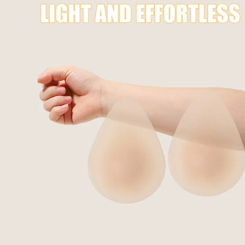 Women's Invisible Silicone Nipple Covers, 1/3 Pcs Seamless Adhesive Breast Covers, Strapless Bra Alternative for Backless Fit & Low Cut Wear, Solid, Water Drop, 9Cm Water Drop Pull Tab