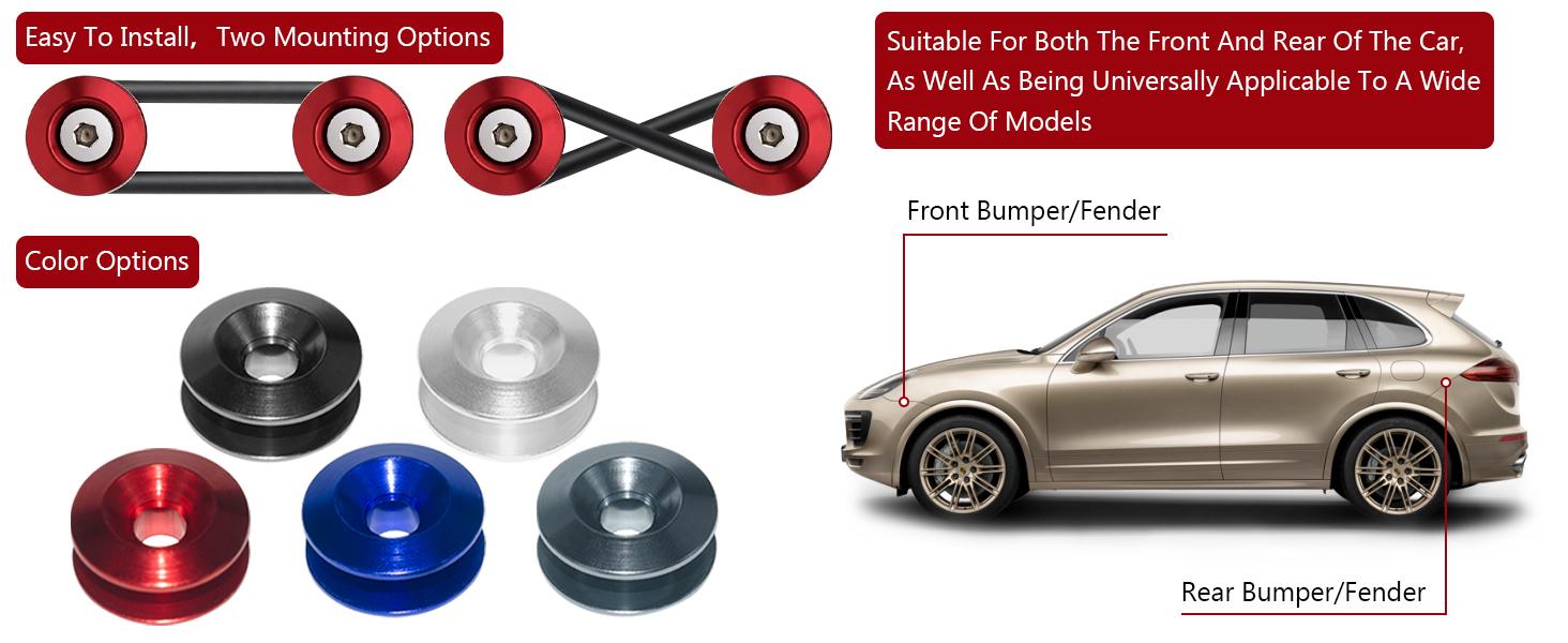 Universal Bumper Clips, Front Rear Bumper Quick Release Kit, Bumper Holders for Cars (4 Black Bumper Quick Release Tabs and 12 Customized O-Rings) Universal Bumper Clips, Front Rear Bumper Quick Release Kit, Bumper Holders for Cars (4 Black Bumper Quick Release Tabs and 12 Customized O-Rings)
