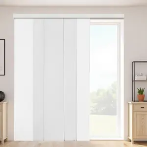 Panel Track Blinds With Extendable Track From 45.8 Inches To 86 Inches Wide, White, Trimmable Length, Adjustable, Easy Install, Light Filtering Window Treatments, Privacy, Sliding Panel Blinds For Large Windows And Patio Doors