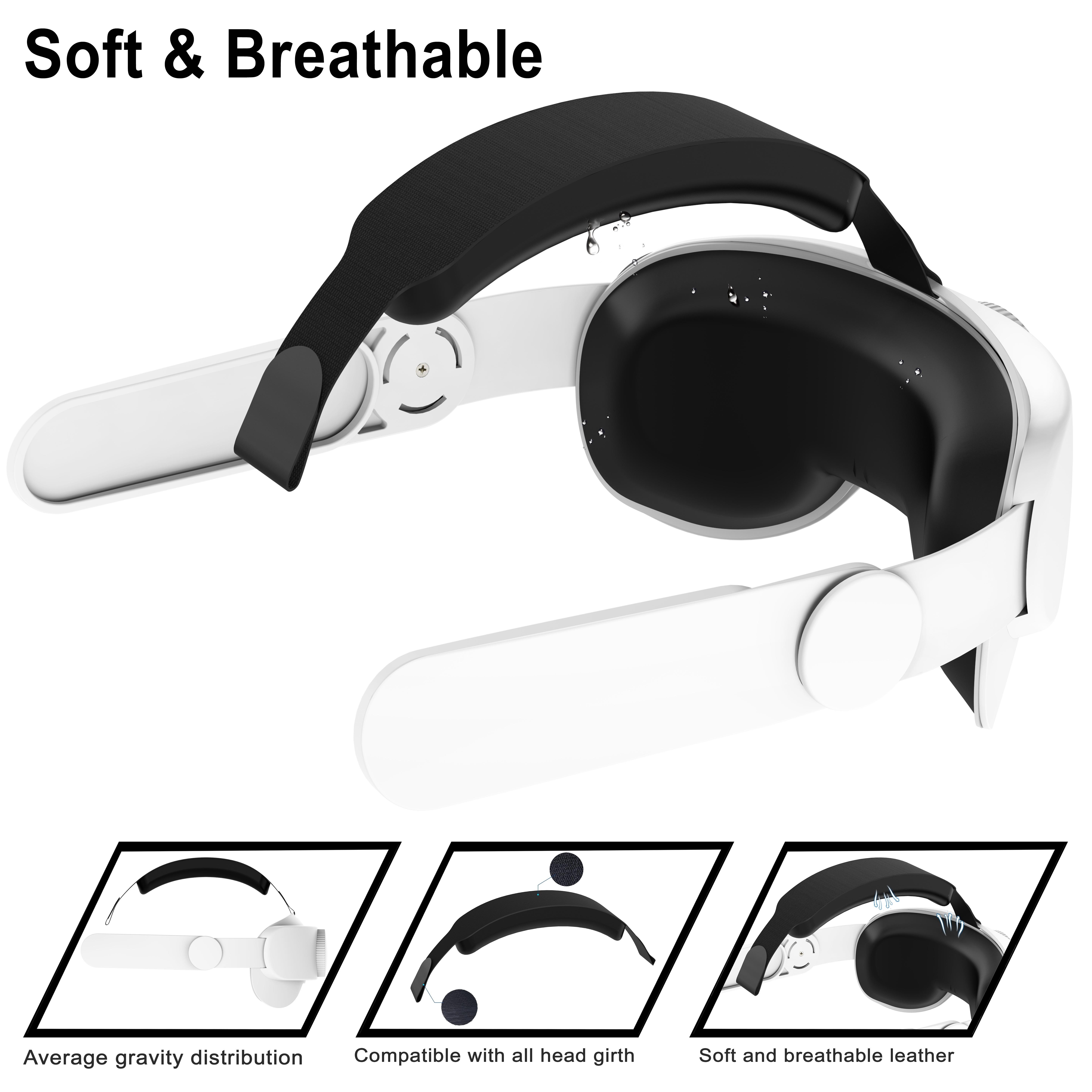 Head Strap Compatible with Oculus Quest 2, Meta Quest 2 Accessories Adjustable Elite Strap Replacement for Enhanced Comfort Support and Gaming Immersion in VR (Without Battery)White & Black Color Options smart ring ultrahuman