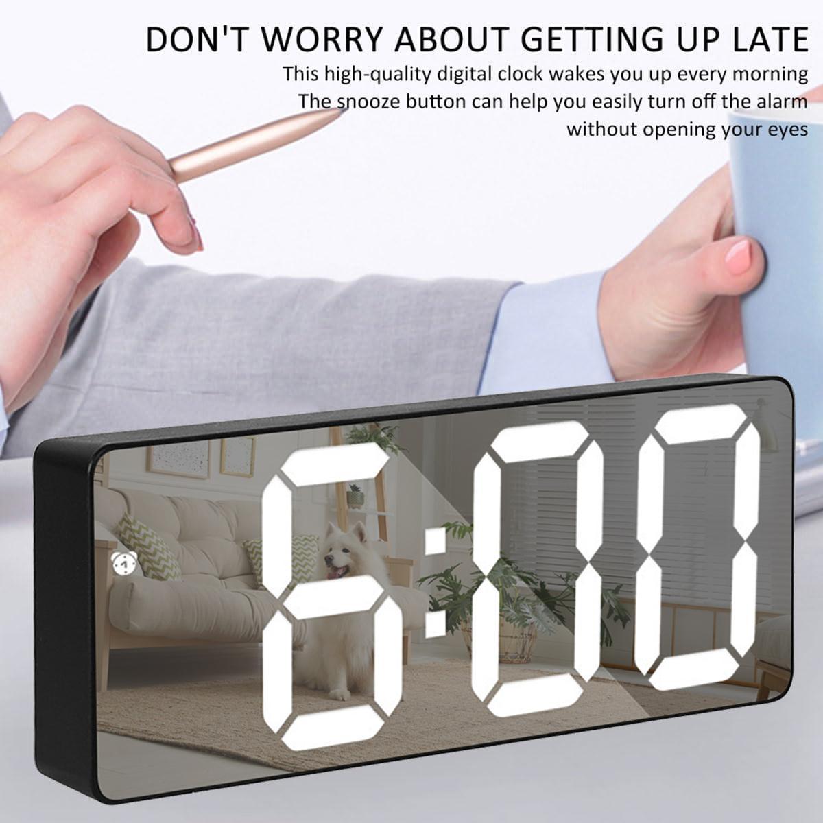 LED Digital Alarm Clock for Bedroom, Mini Size 12/24H LED Display Temperature Date Snooze Mode 3 Adjustable Brightness, Perfect for Living Room Office Desk LED Digital Alarm Clock for Bedroom, Mini Size 12/24H LED Display Temperature Date Snooze Mode 3 Adjustable Brightness, Perfect for Living Room Office Desk