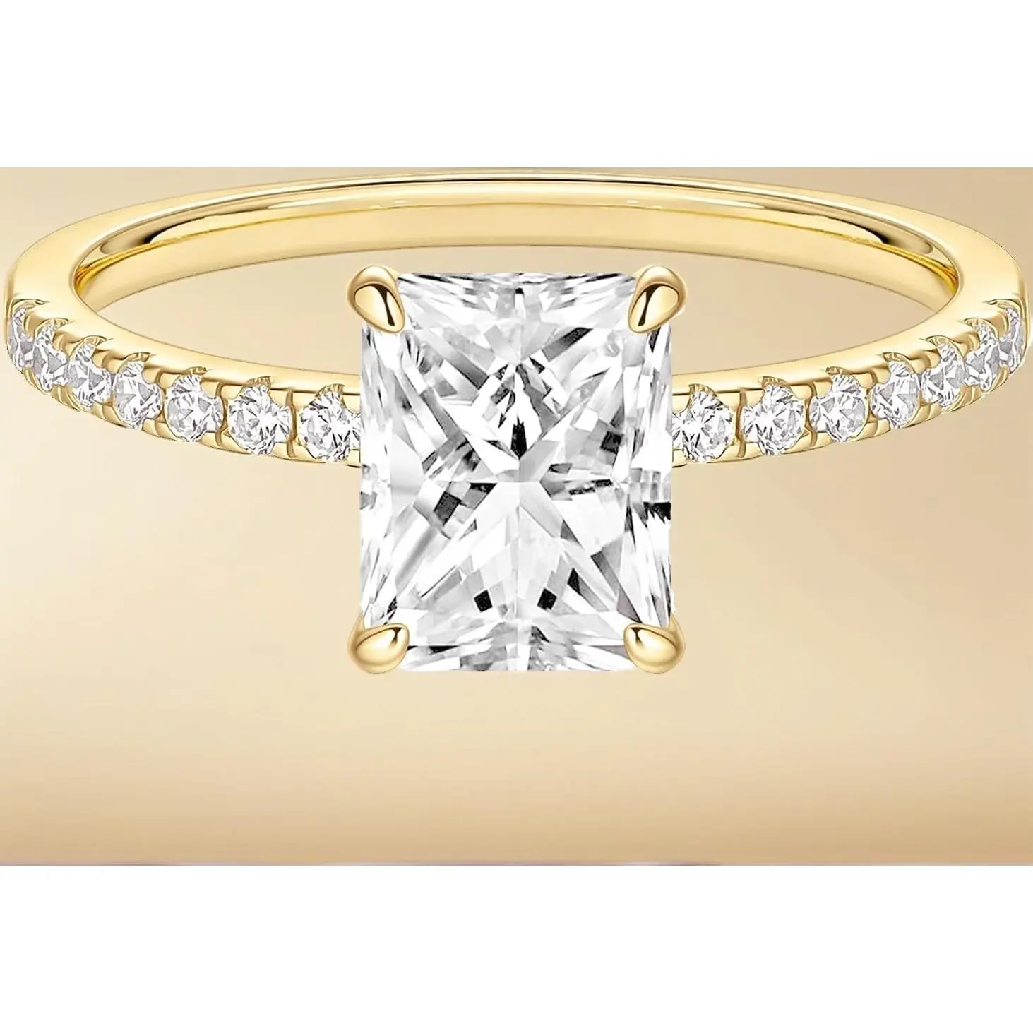 3CT Radiant Cut CZ Solitaire Engagement Ring, 925 Sterling Silver Women Wedding Promise Band, Cubic Zirconia Wedding Ring Size 3–11