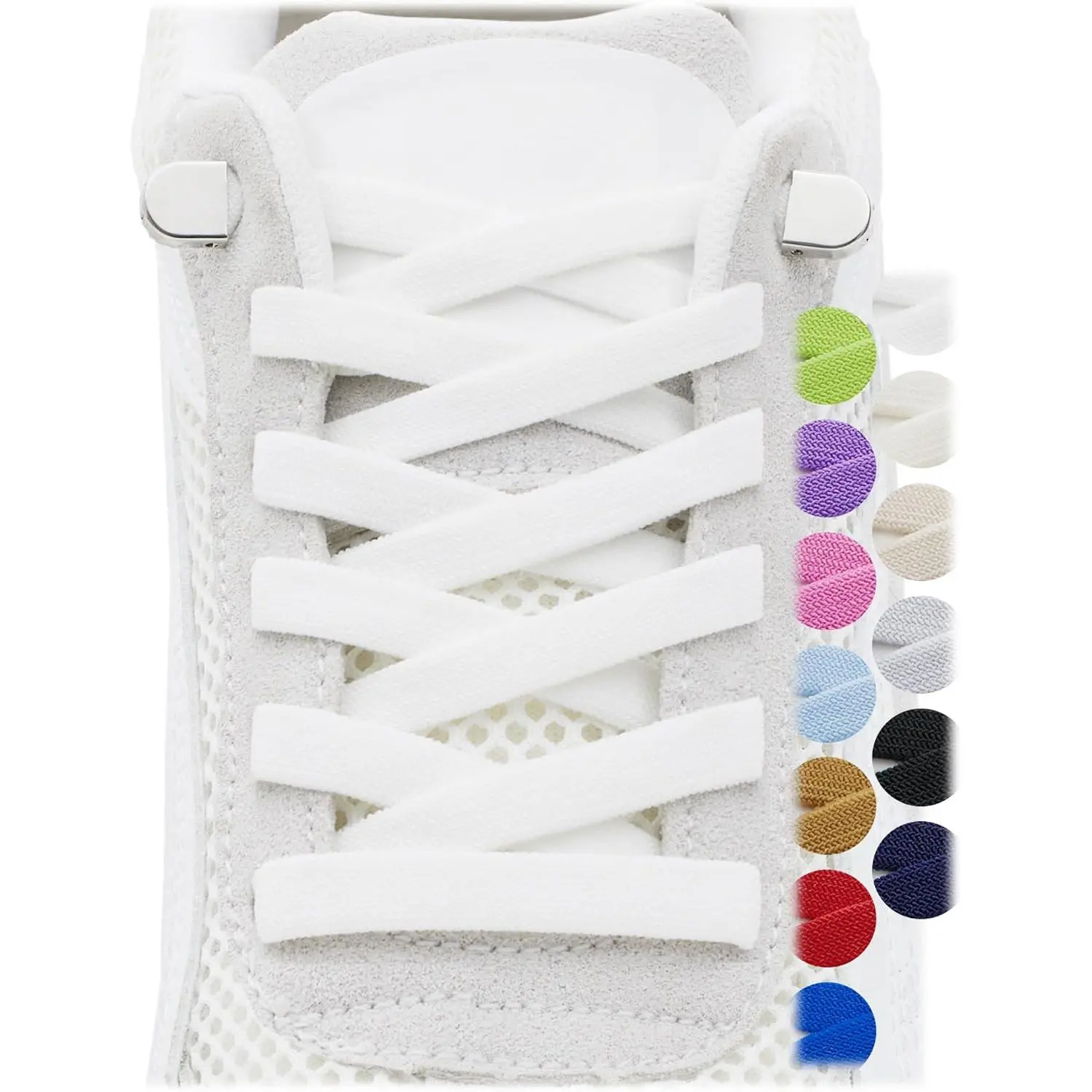 3 Pairs No Tie Elastic Shoe Laces for Sneakers 5/16" Wide Tieless No Tie Shoelaces for Adults &