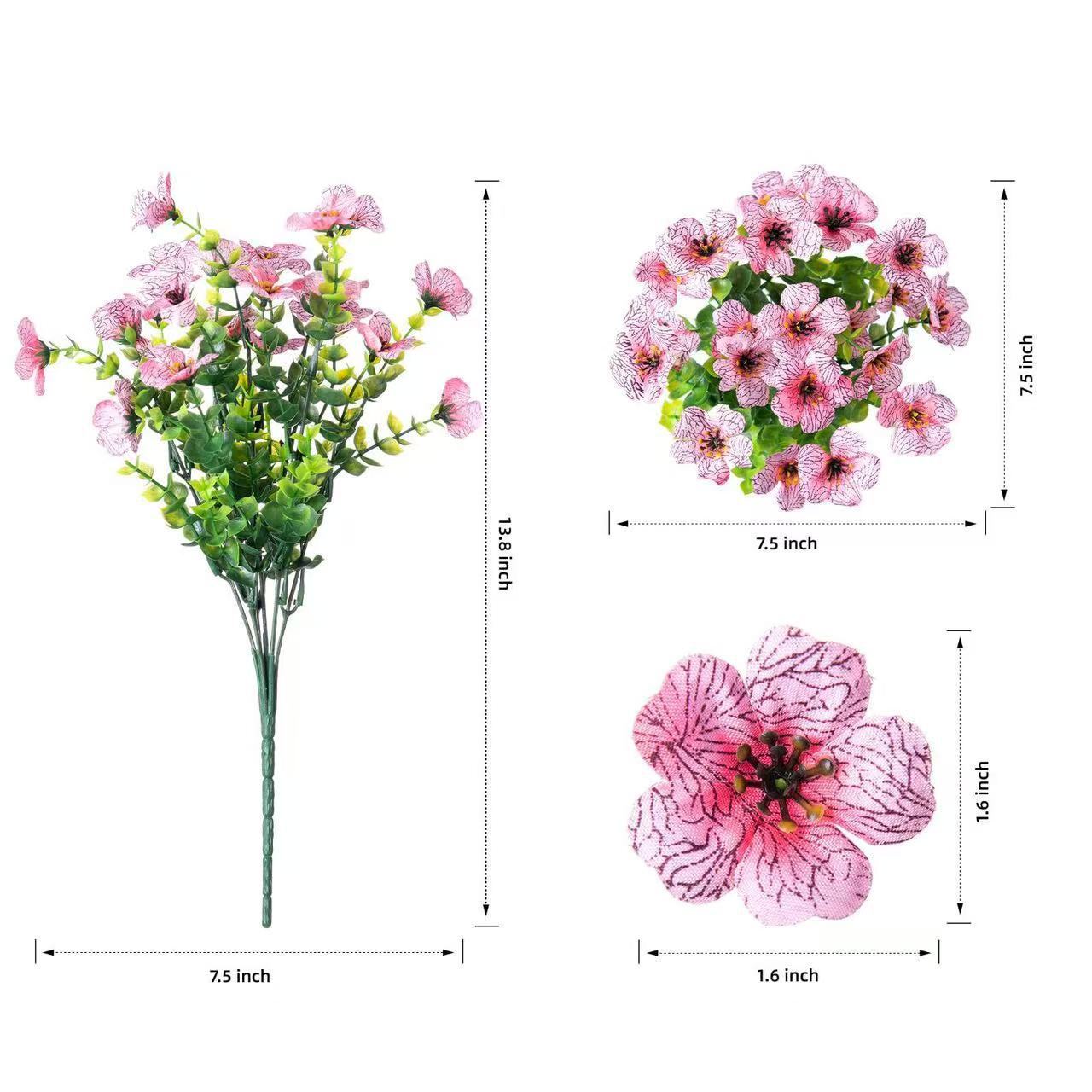 Bestseller: 7-pronged Eucalyptus And Violet Flowers, Faux Green Plant Bundles For Decoration, Artificial Flower Ornaments