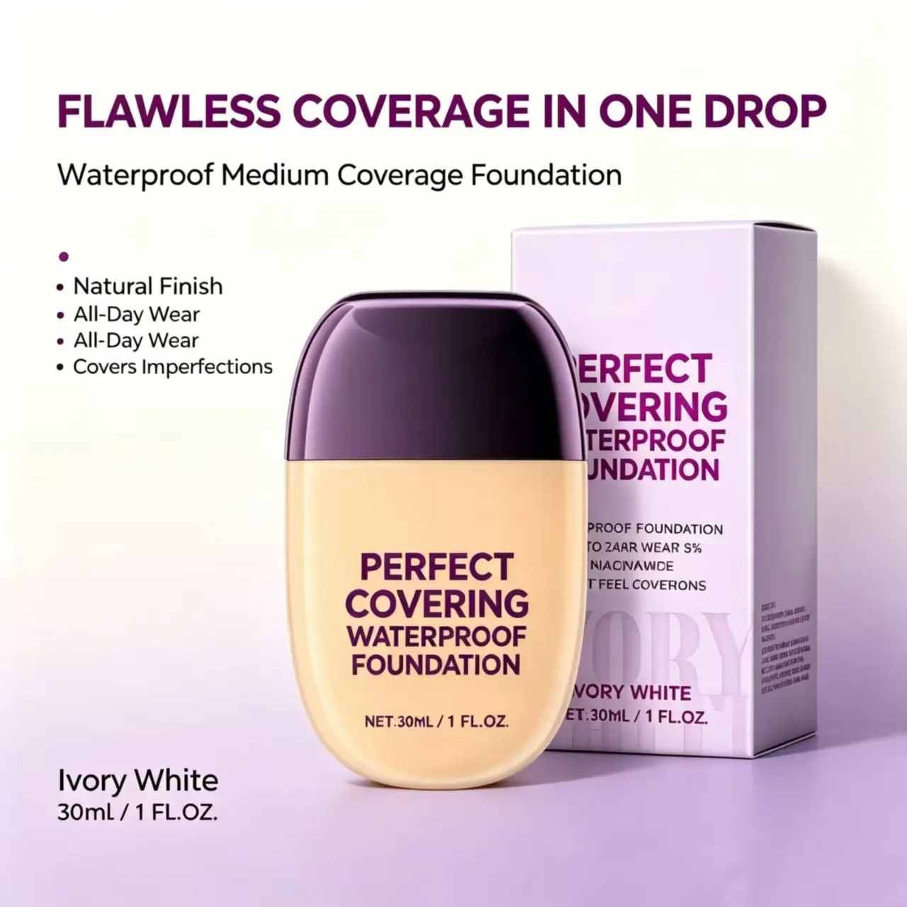 Light Hydrating Serum Concealer Liquid Foundation with SPF 50 - Smooth, Non-Creasing, Water-Resistant, Radiant, Faux Finish - Brightens Dull Skin, All-Day Fresh Face, Acne-Friendly Beauty Cosmetic (One Size)