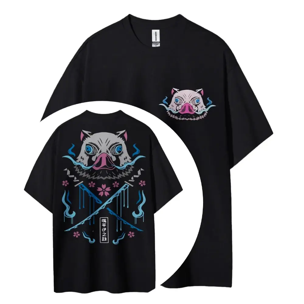 Popular Anime Hashibira Inosuke Printing Men's and Women's Summer New Fashion Cotton Breathable Unisex Round Neck Anime T-Shirt High Quality Graphic T-shirt Casual Top Clothing