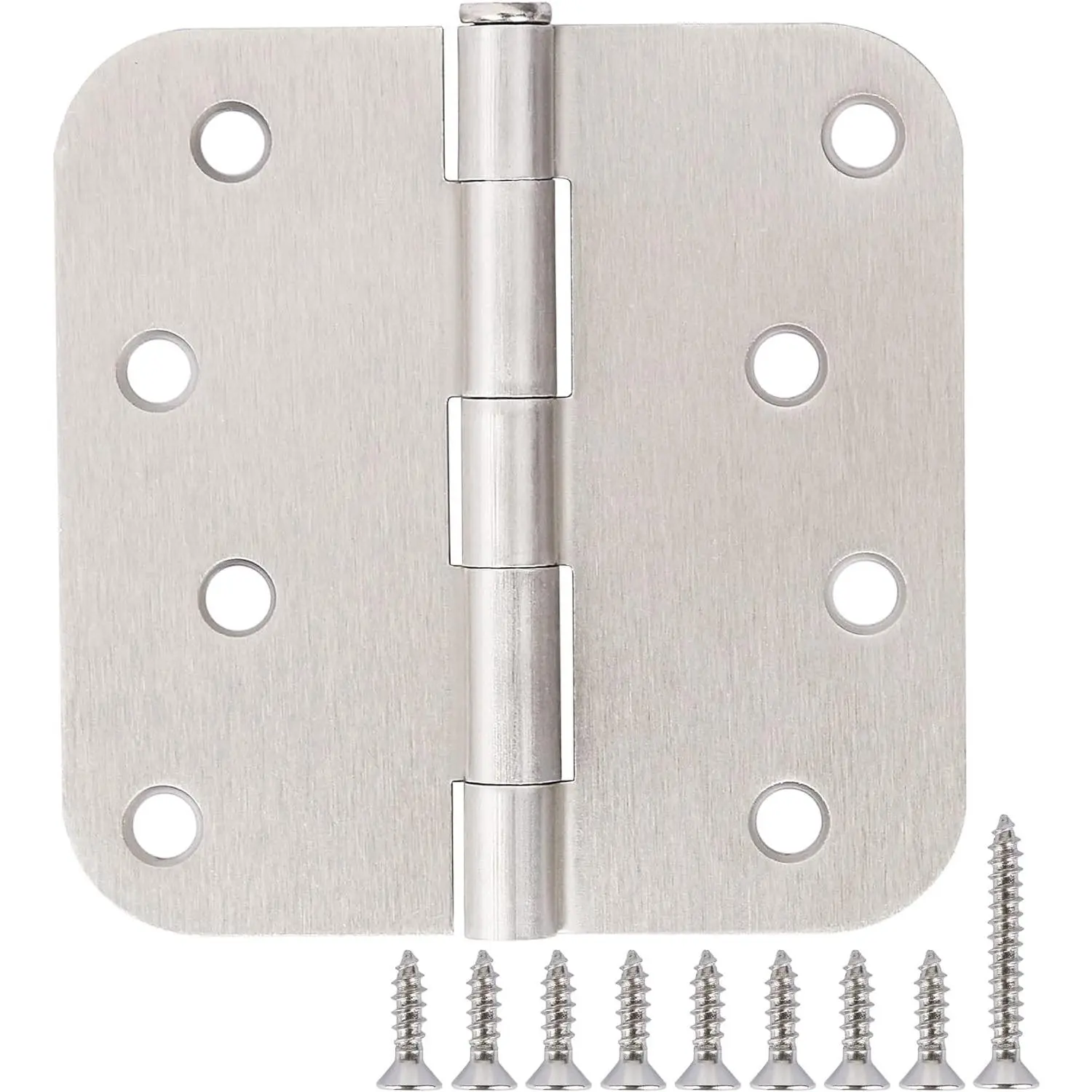 3 Pack 4 Inch Door Hinges Brushed Nickel Interior/Exterior Door Hinges Satin Nickel 4"x4" 5/8 Radius Rounded Front 4In Door Hinges Silver Heavy Duty Iron Shed House Hinges Door Hardware Brushed Nickel