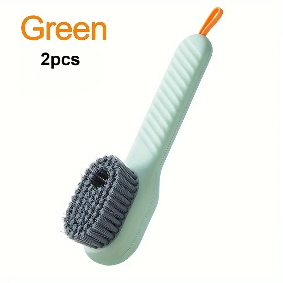 2-Pack Press-Type Long-Handle Soft-Bristle Liquid-Dispensing Shoe Brushes - Home Care Cleaning Tools for Sneakers, Casual Shoes, Clothes