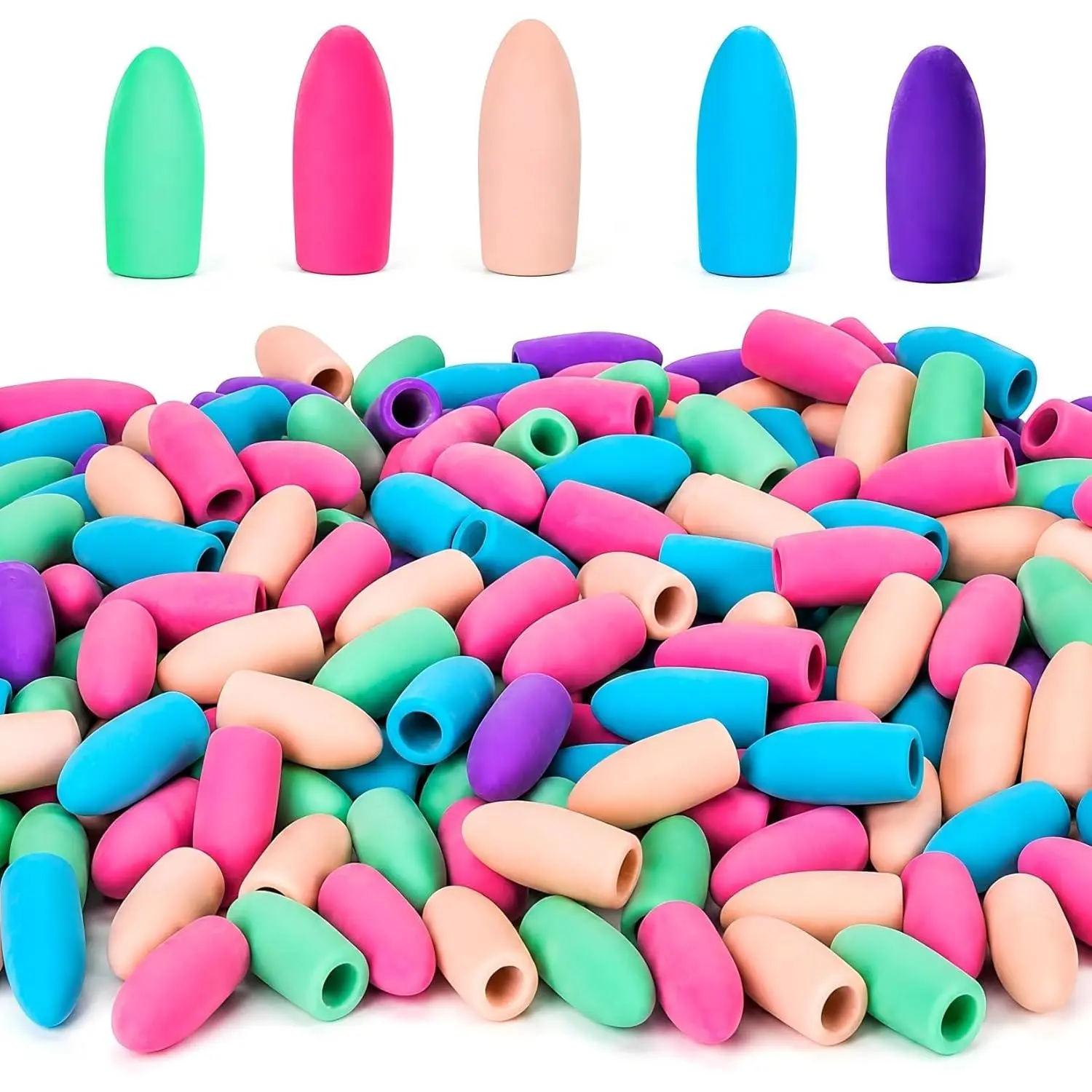Cap Erasers for Pencils Pulk - 80 count Pencil Top Erasers Pencil Cap Toppers for Latex Free 5 Colors School Erasers Cap for Teachers Classroom  and Office
