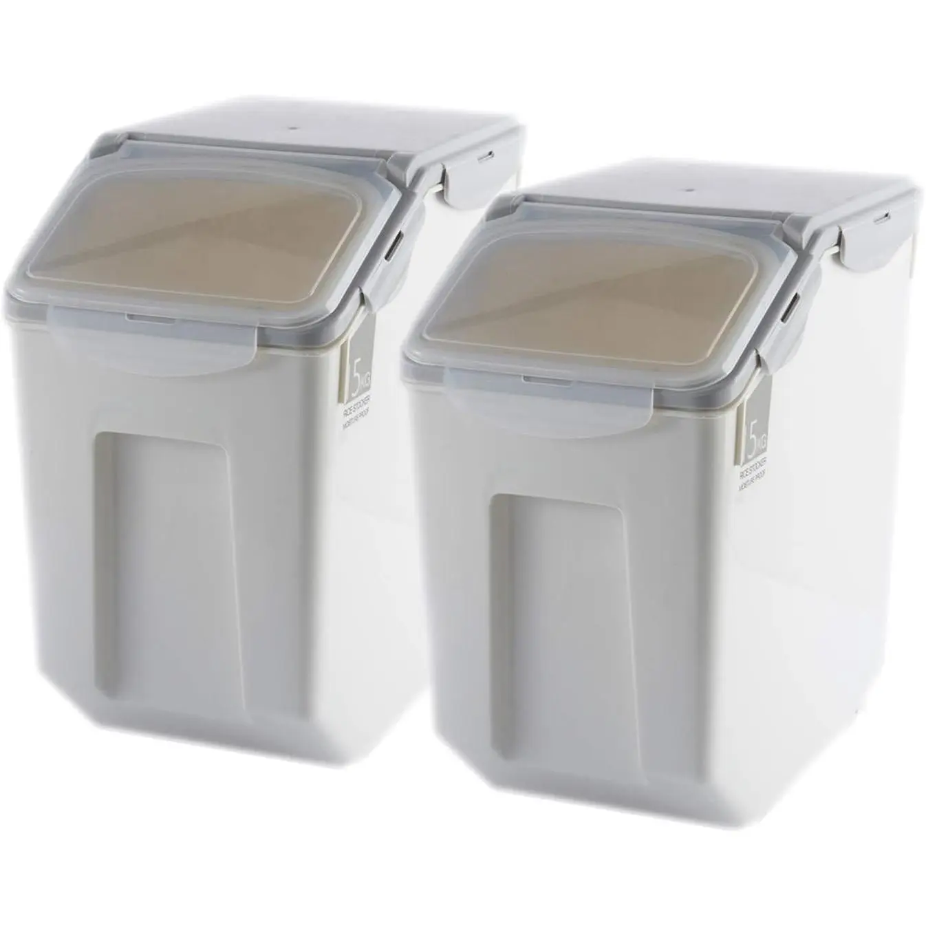 2-Pack 15L/4 Gallon Airtight  Storage Containers with Locking  – Leakproof Dry   Rice Grain Bin for Kitchen Pantry Organization (507oz)
