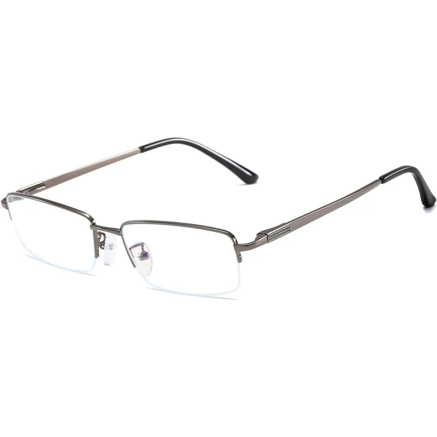 Half Rimless Metal Eyewear Frames Blue Light Blocking Transparent Lens Business Glasses
