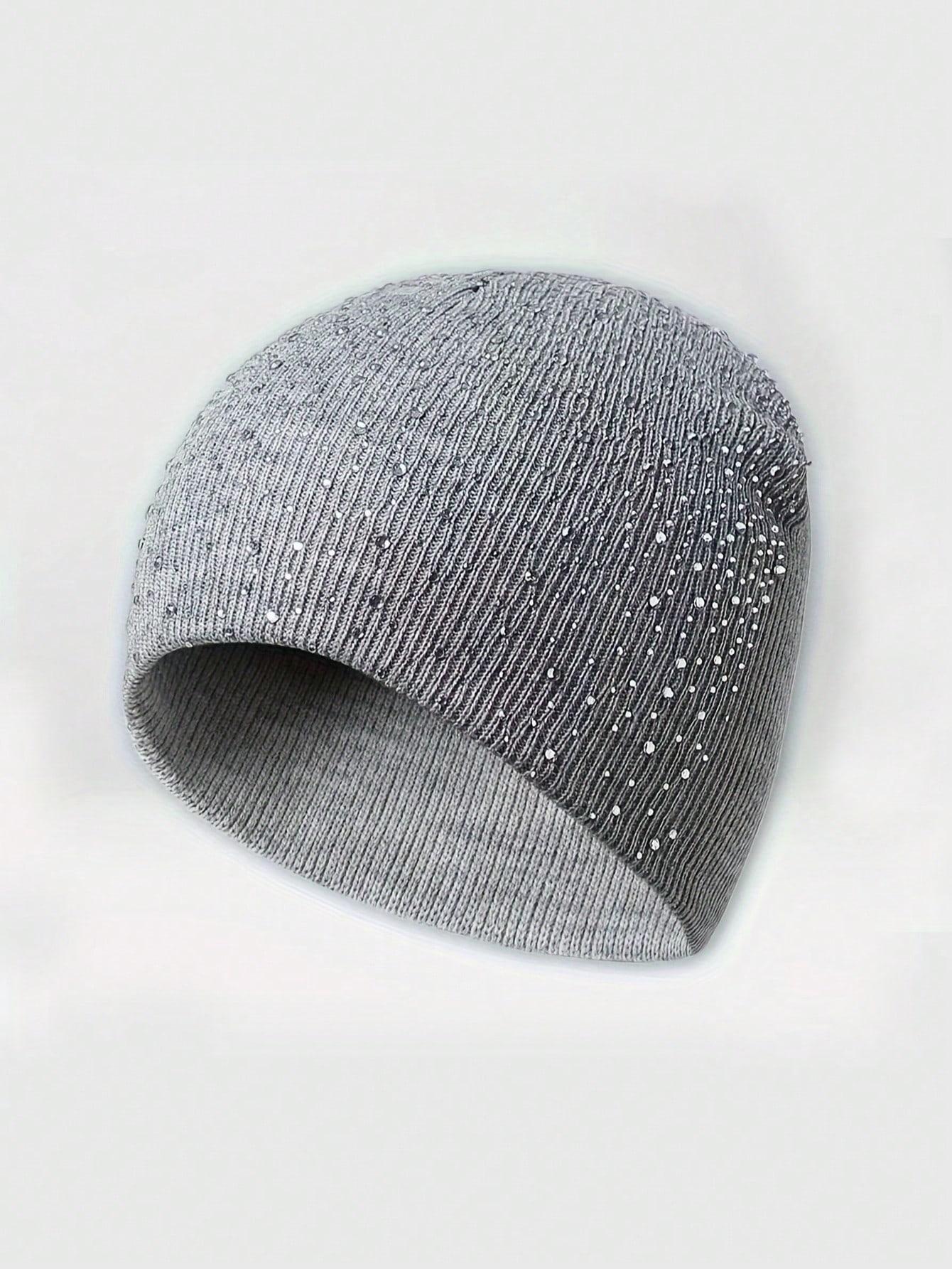 Starry Rhinestone Knitted Hat Multicolor Acrylic Sequins Casual Elegant Street Style Cap for Autumn Winter Valentines