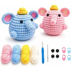 Crochet Kit for Beginners  & Adults with Video Tutorials - 2 count Crochet  Kit for Beginners, Beginner Crochet kit - Knitting Kit for Boys and Girls Birthdays