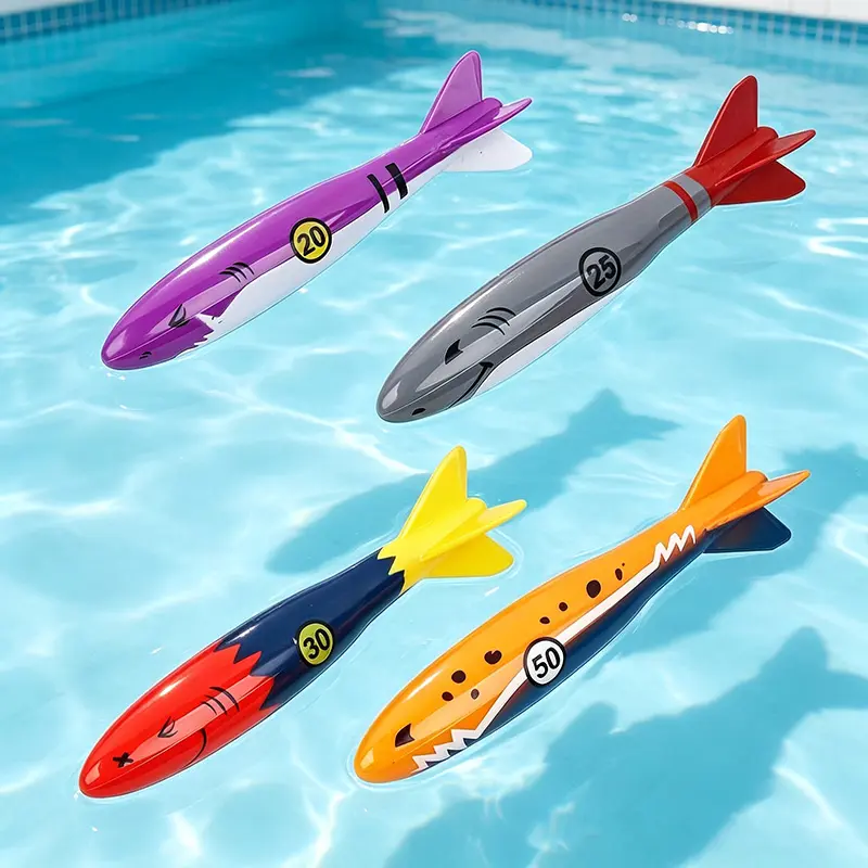 4pcs Pool Party Fish Torpedoes, Diving and Swimming Toys, Underwater Game Accessories, Ideal Summer Water Fun for Boys and Girls, Perfect for Swimming Training Gifts