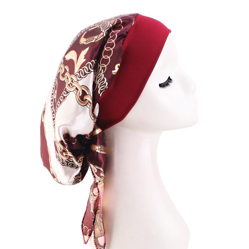 New Braided Turban Hat, Satin Print Tie Chemo Cap, Wide Elastic Sleep Bonnet