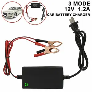 12V Automatic Car Battery Charger Maintainer Smart Trickle Charger Overload Protection Portable Power Charging Tool for Truck Motorcycle ATV RV Boat Lead-Acid Battery Care fathersdaygift