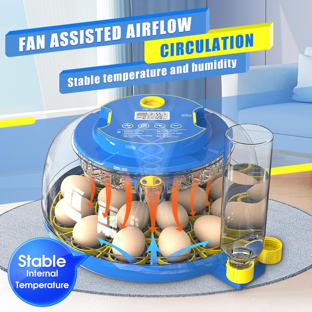 18 Eggs Incubators for Hatching Eggs,  Egg Incubator with Automatic Egg Turning and Temperature Control Humidity Display, Incubator for Chicken Eggs with Adapter,