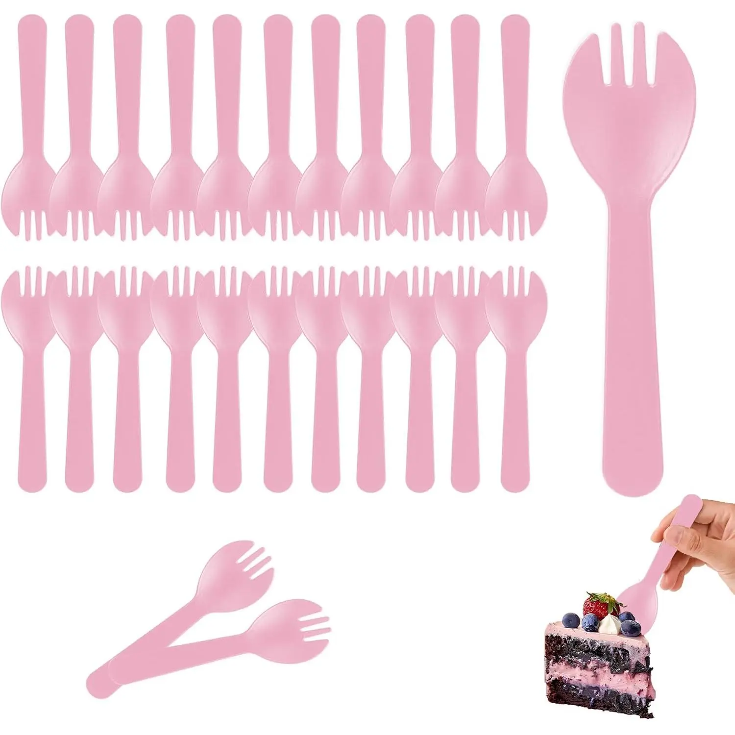 100 count Mini Plastic Sporks Individually Wrapped
