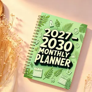 2027-2030 Monthly Planner/Calendar - January 2027 to December 2030, 4-Year Monthly Planner, Green-Themed Cover Design Notebook, Annual Calendar Planning, Monthly Tabs, 48-Month Calendar, 5.5 x 8.3 Inches, Thickened Paper, Elastic Cover, Durable Double Wir