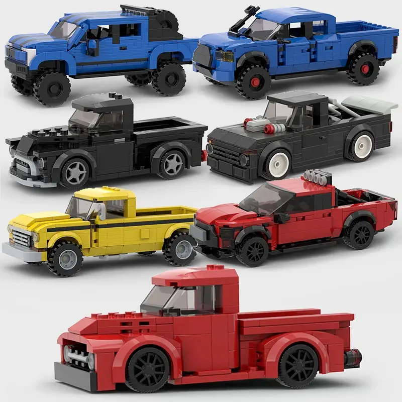City Car Speed Racer Pickup Truck Building Blocks Set - Creative Super Technique Garage MOC, Eco-Friendly ABS Plastic Bricks & Parts, Kid Toys for Car Lovers
