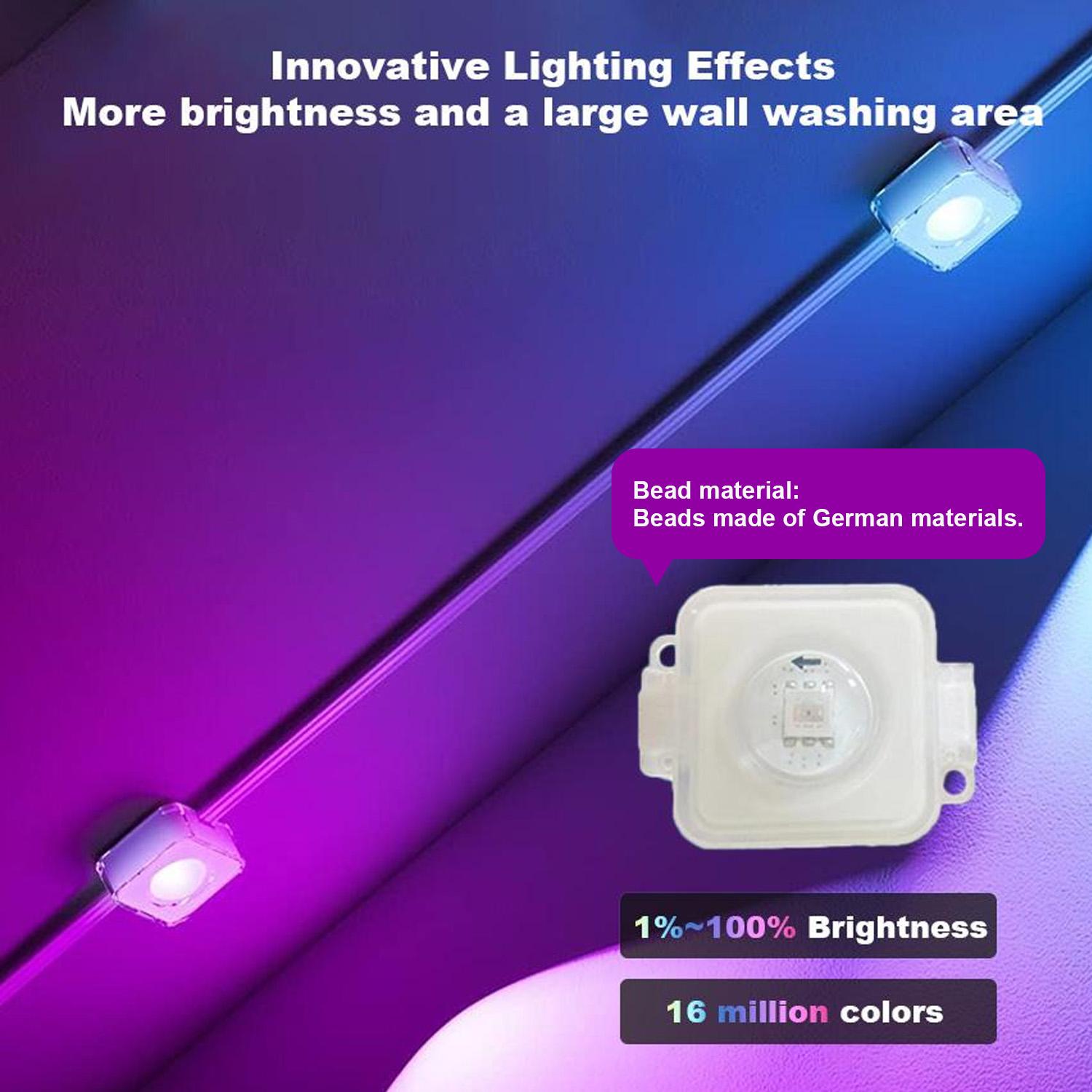 1 Pack Permanent DIY Outdoor Light Controlled by APP/Voice/Remote, RGB Smart Eaves Light, IP67 Waterproof, Suitable for Year-Round Outdoor Lighting on Roofs, Can be Used for Christmas, Holidays, 30 LEDs, 15 Meters, Extendable, Outdoor Waterproof Lights