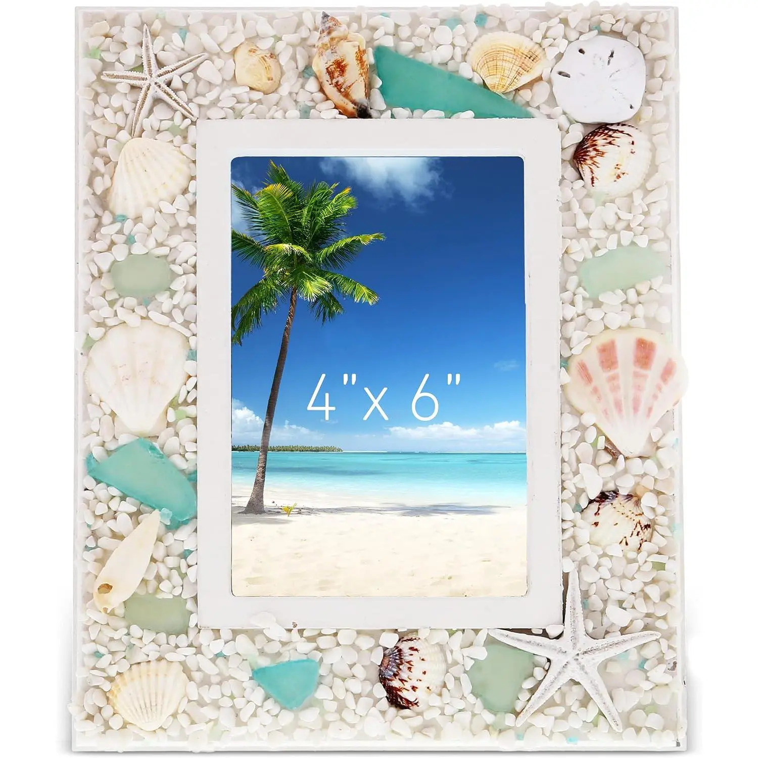 Beach Decor 4x6 Picture Frame for Home, 9.4 Inches