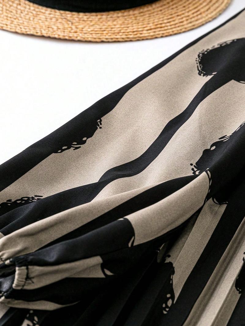 Dress A-Sleeve Lantern Solid Color a é Raffin SHEIN