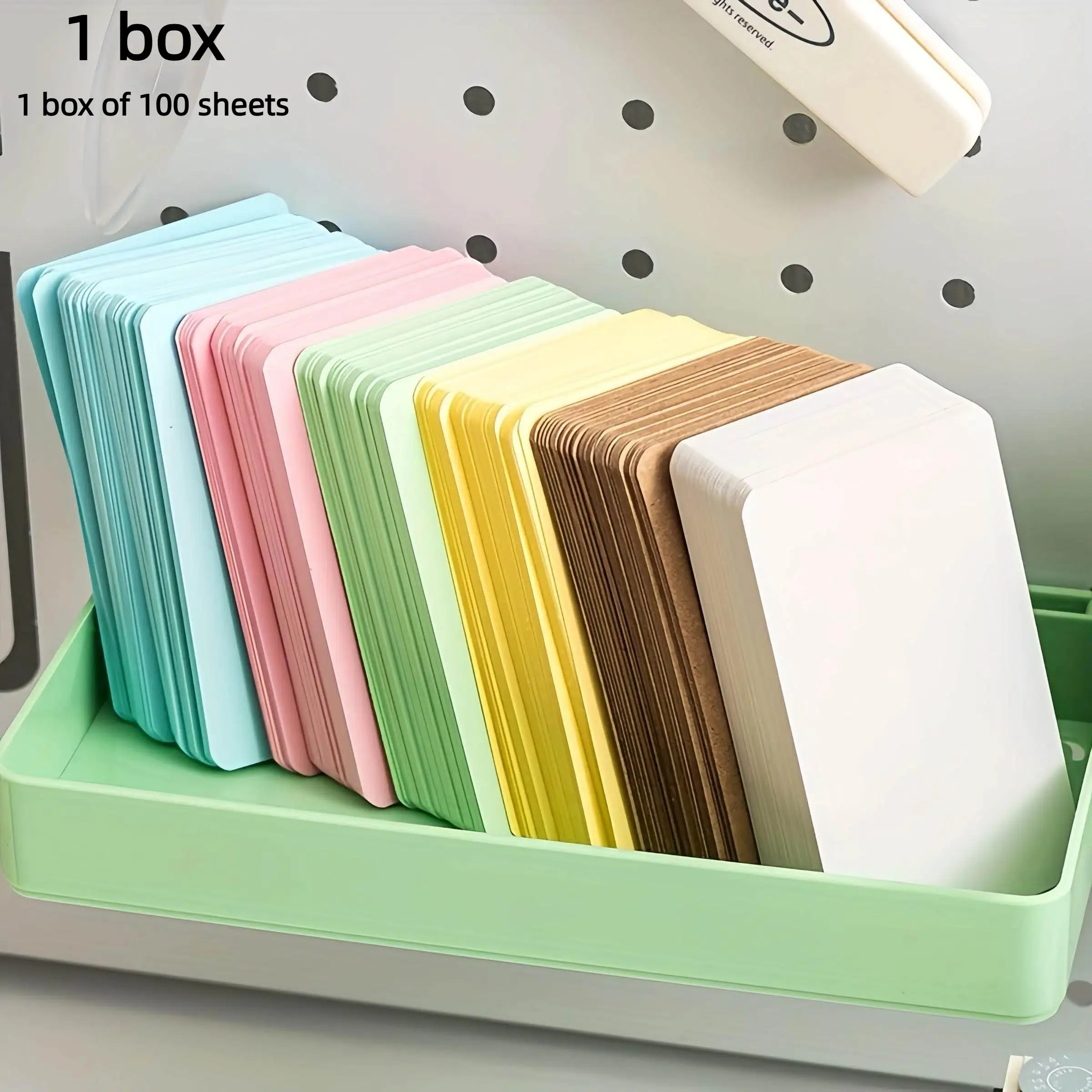 100 Colorful Blank Index Cards, Kraft Paper Storage Box, No Lines, DIY Handwritten Cards, Office Learning Bookmarks, Reminder Tags