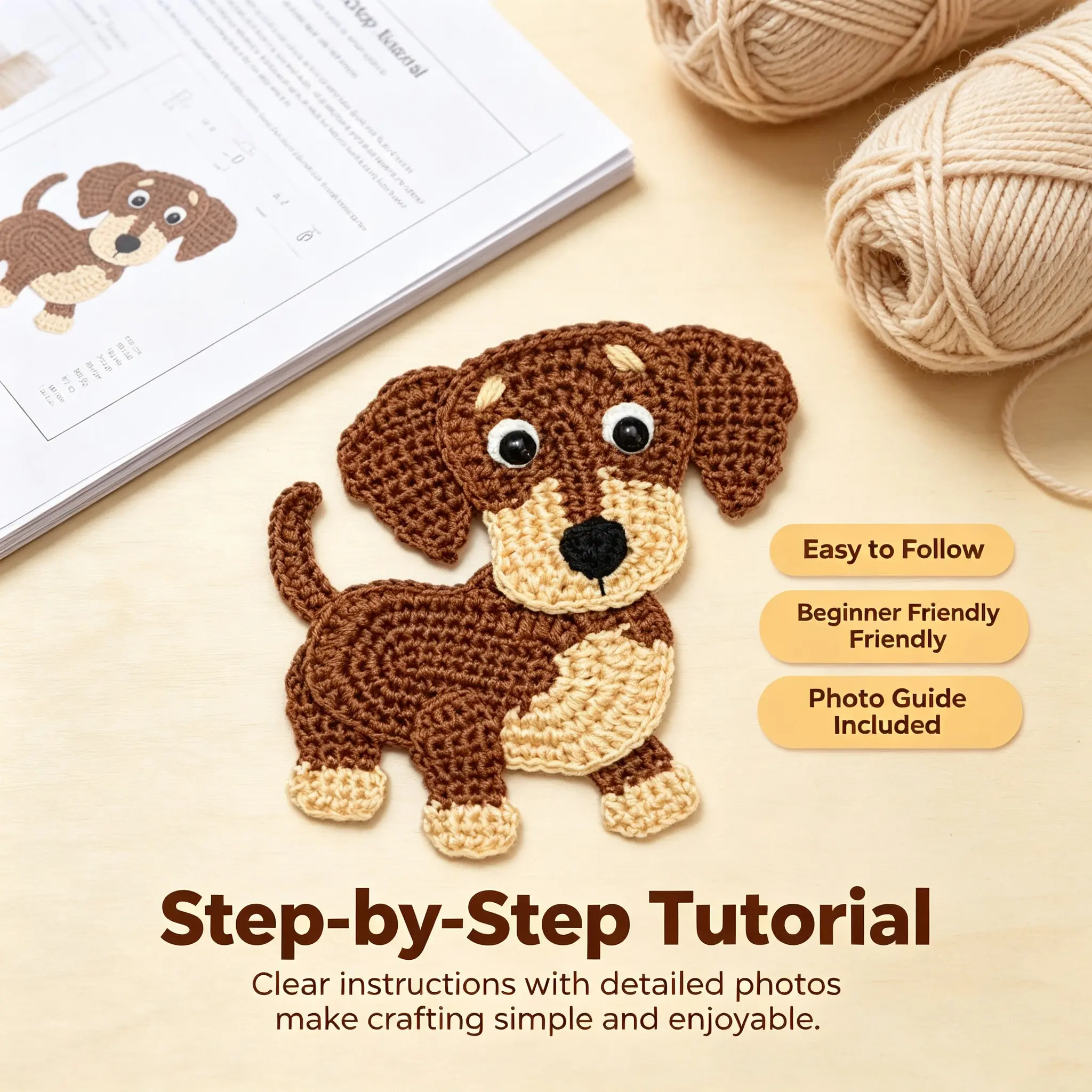 Beginner Crochet Kit with Pdf Tutorial, DIY Weaving Materials, Perfect Gift for Birthdays, Valentine's Day, Halloween, Christmas
