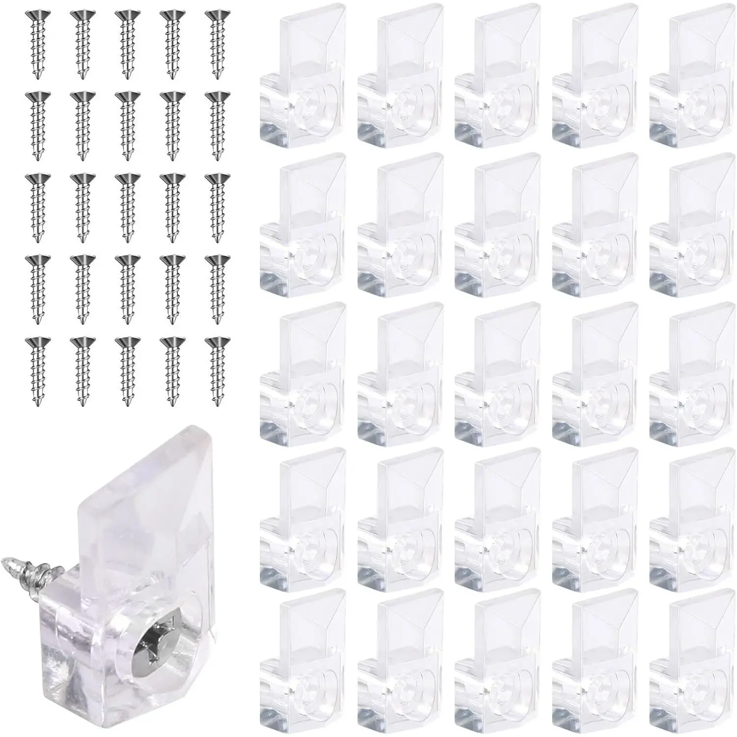 25Pcs Clear Plastic Mirror Hangers for Wall, Mirror Holder Clips, Glass Retainer Clips Kit, Frameless Mirror Mounting Hardware for Wall and Fixed Mirror Box DoorGift