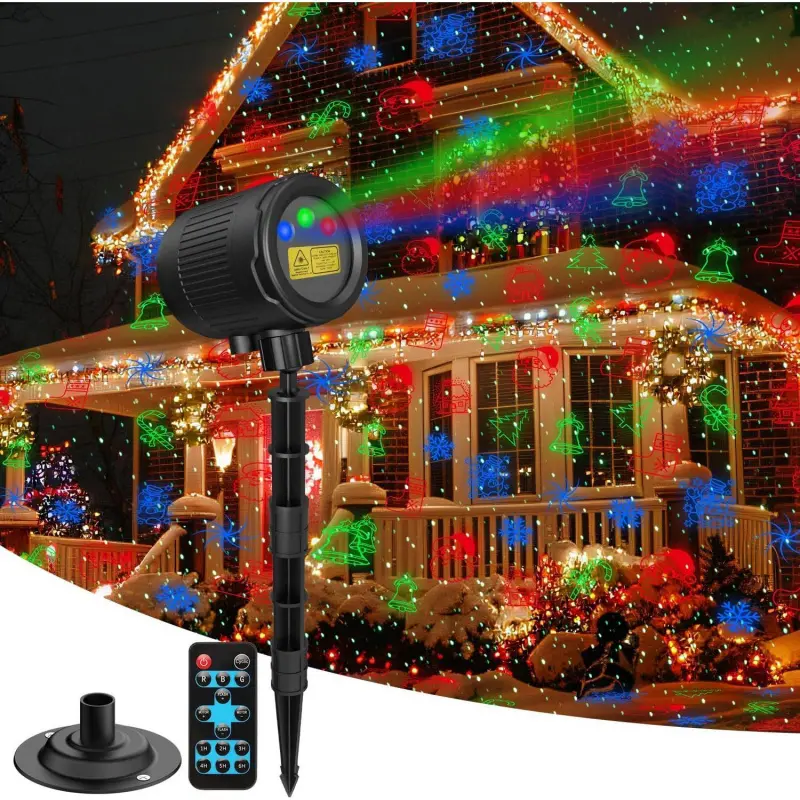 Christmas Laser Lights Outdoor, 3 Color RGB Laser Christmas Projector Lights Outdoor, Waterproof Holiday Laser Light Projector Outdoor Indoor for Home Yard Garden DecorationH5ClosetCrush
