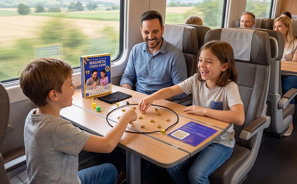 Magnetic Chess Game with Stones, Magnet Chess Game with String, 40 Magnetic Rocks, Mat, Dice and Storage Bag, Fun Magnetic Stones Game for Adults and Kids Ages 8+, Easter Family Game Night and Party