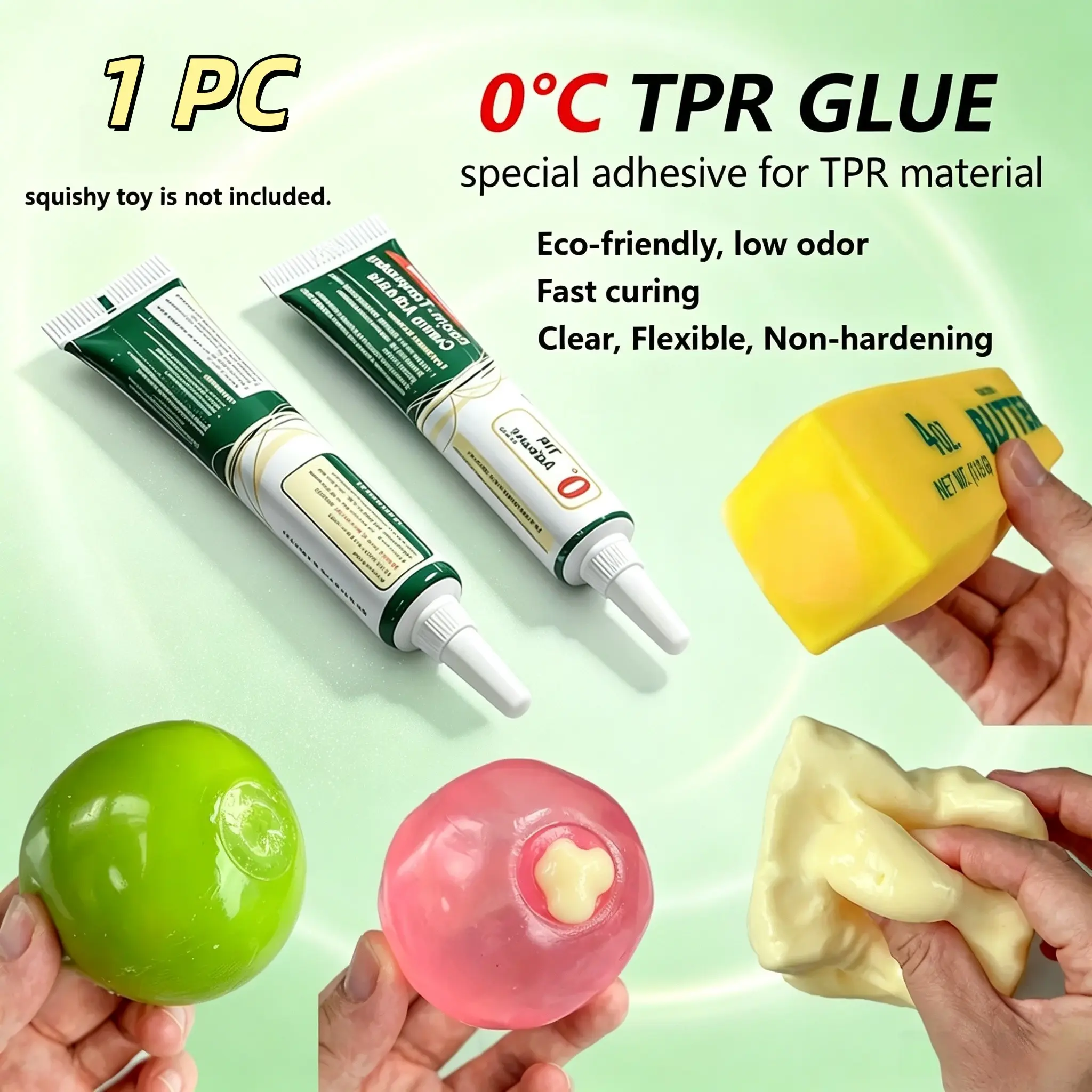 20ml 0℃ Special TPR Repair Glue, Non-Hardening Transparent Flexible Low Odor Adhesive, Syringe Type Fast Cure Waterproof Sealant, DIY Repair For TPR Soft Toys & Stress Balls, Toys Not Included, Keep Away From Children