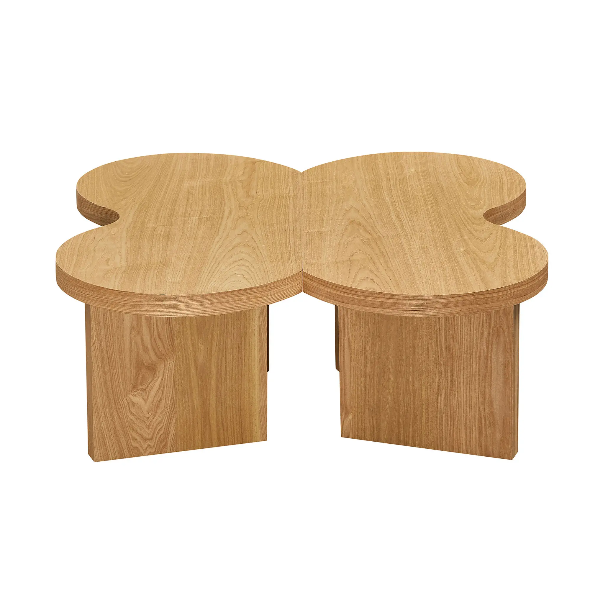 Nokaa Modern Butterfly Coffee Table for Living Room Bedroom Office, 31.5x31.5x13.8 in MDF Natural Finish, Splits into Two Small Tables, Easy Clean, 36mm Thick Top, Indoor Use, Natural Color, MDF