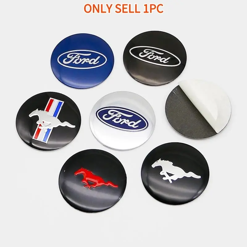 4pc Set 56mm Wheel Center HUB Cap Alloy Rim Cover Sticker Badge, Auto Styling Accessories, Automotive Vehicle Accessory for Ford Fiesta Shelby Kuga Mondeo Explorer Focus Mustang Car Decal