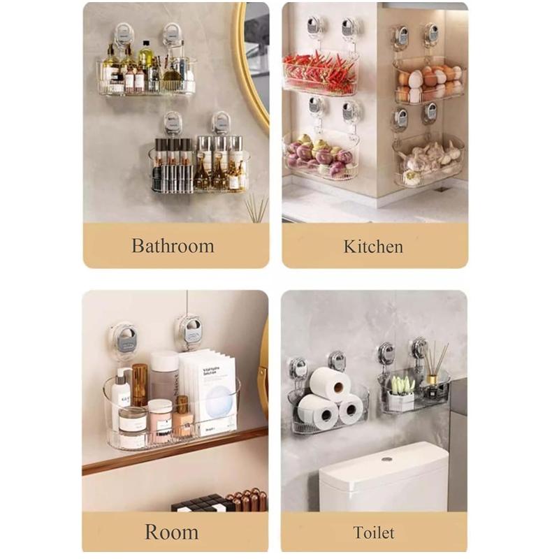 🧖‍♀️ Turn Your Bathroom into a 5-Star Spa! ✨ Aesthetic Clear Shower Caddy & Organizer Shelf | Strong Suction Cups, No Drilling, Dorm Essential, Bathroom Shower Organizers