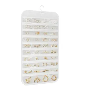 Double-Sided Hanging Jewelry Organizer Box with 360-Degree Rotating Hook, Space-Saving Design for Earrings & Bracelets Storage, Bedroom Organizer, Jewelry Storage Unit, Organized Box, Earring Holder Organizer