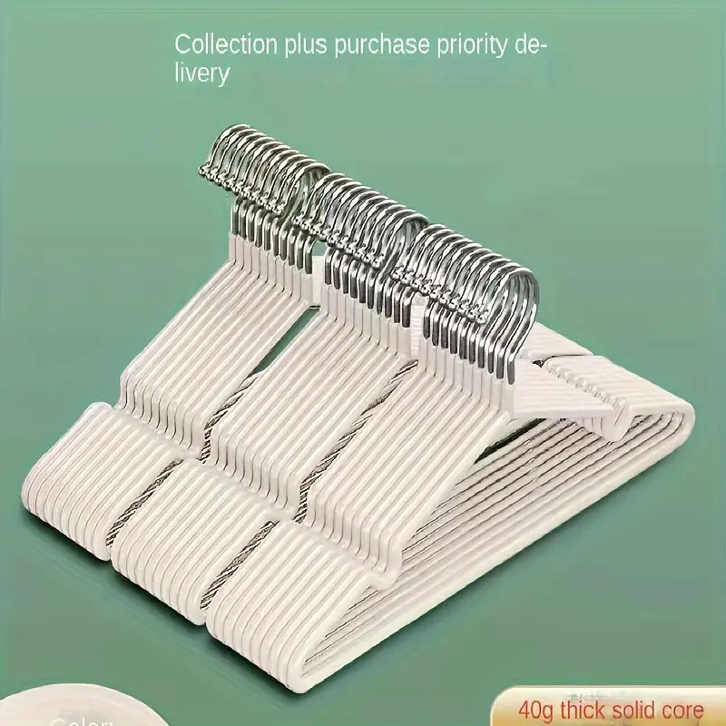 50 heavy-duty non-slip metal hangers, space-saving clothes organizers, suitable for coats and shirts, sturdy plastic hangers with seamless drums, for home, bedroom, bathroom, closet storage