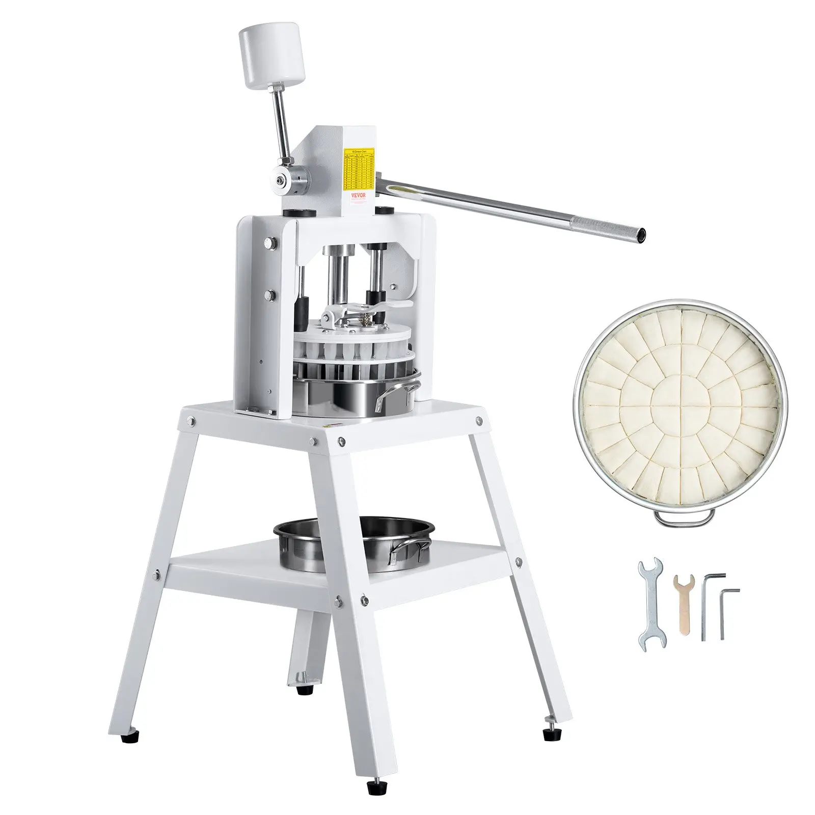 VEVOR Dough Divider Rounder, 40PCS Manual Dough Equal Divider Machine, 1.06oz - 4.94oz Hand Press Dough Cutter with 304 Stainless Steel Tray and Blade, Bread Maker for Bakery, Restaurant, Commercial