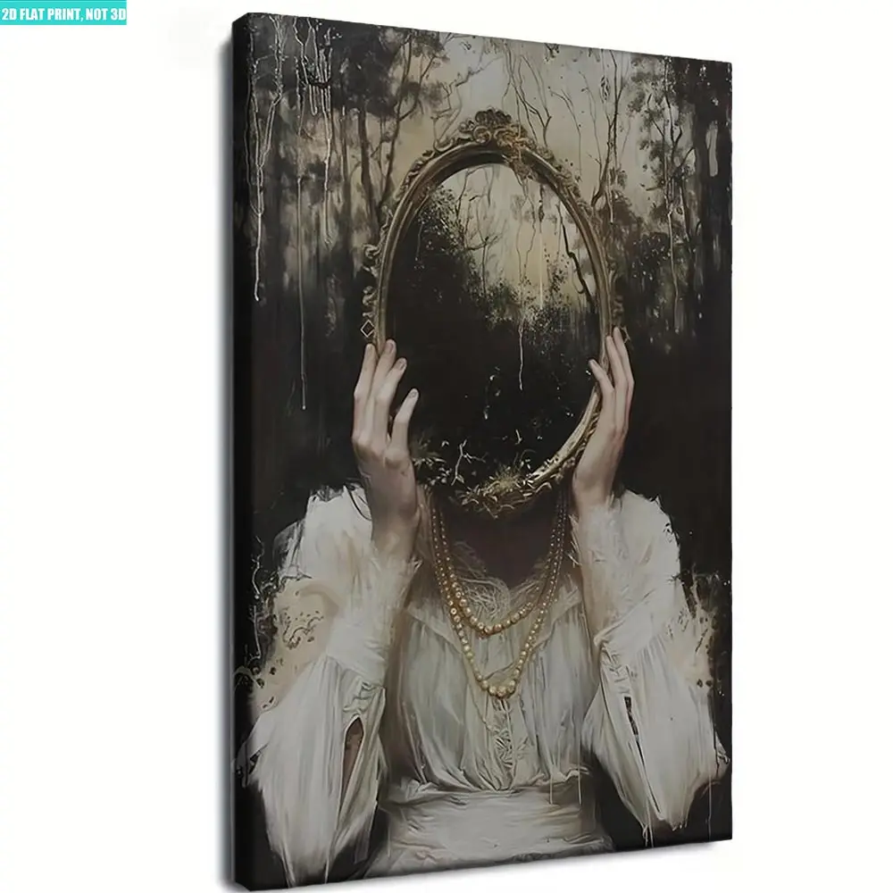 Wood framed gothic art poster print, vintage Victorian style canvas wall decor, suitable for modern living room, bedroom, office, bathroom, kitchen and dining area decoration church unique art decoration