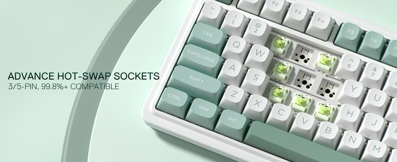 REDRAGON K719 Wireless Gasket Gaming Keyboard with Hype Screen, 95 Keys, 5-Layer Noise Dampening, Custom Linear Switch, Jade Cloud Color