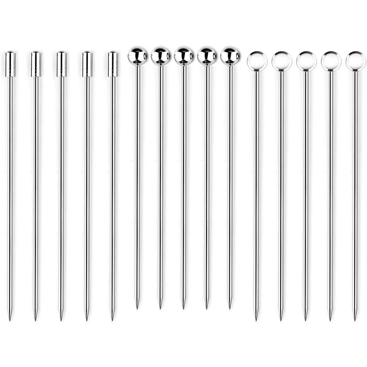 15 Pack Stainless Steel  Picks Martini Olive Skewers,  Metal Garnish Sticks for Drinks, Appetizers, Bloody Mary, Olives, Citrus, Fruit Decor (, 4.25 Inch)