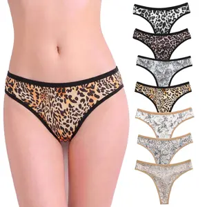 7pcs-New Arrival Printed Milk Silk T-Back Thong, Mid & Low Rise Comfort Intimate Underwear with Double Layer Breathable Crotch
